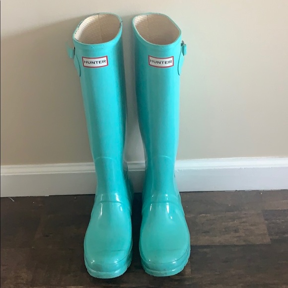 Hunter Shoes - Hunter Tall Gloss Boots - Tiffany Blue